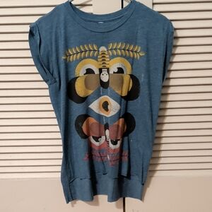 Artistic Blue Graphic Tank Top